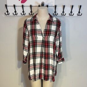 Y2K Le Chateau Red, Black, and White Plaid Button Down Shirt